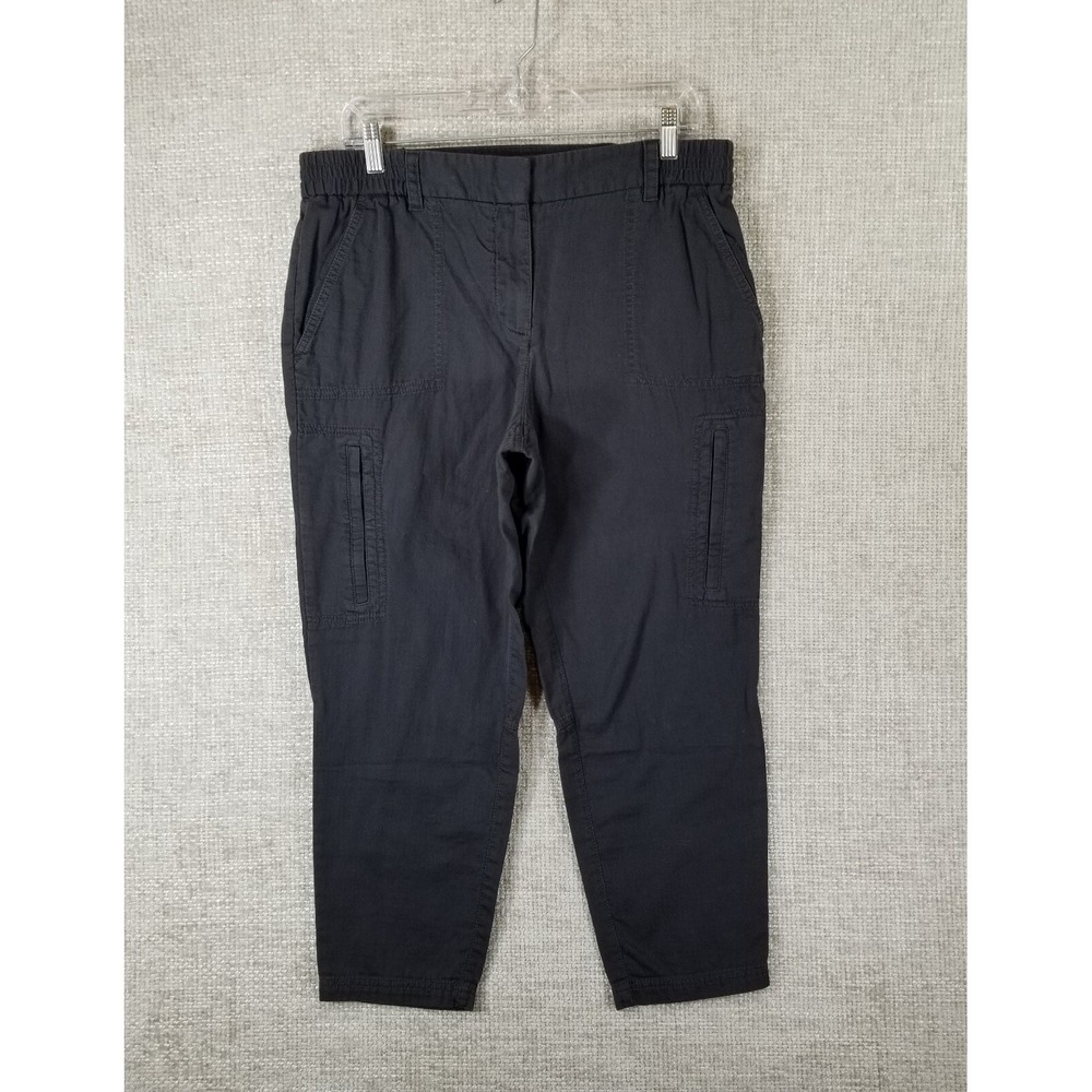 Ann Taylor LOFT Cargo Crop Pants Women's 34x24 Gray 100% Cotton Beachy